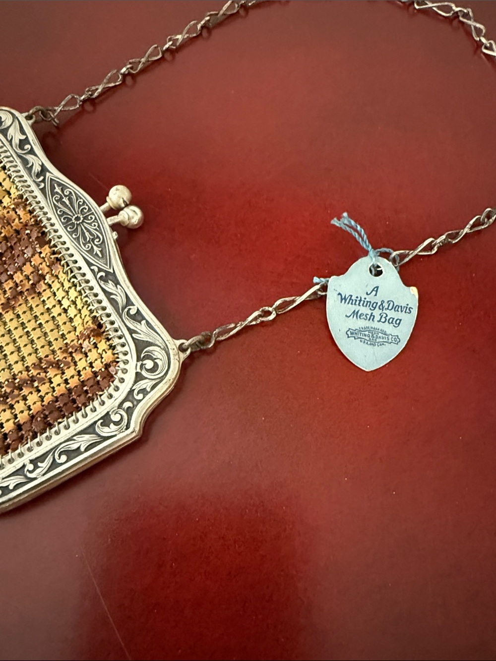 Whiting and Davis Vintage Gold and Brown Mesh Evening Bag. Perfect condition. - Picture 2 of 11